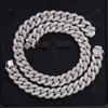 Sterling Silver 925 White Gold Miami Cuban Link Iced Out Lab Diamond Moissanite Cuban Chain