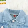 Clothing Sets Kids Girl Fall Outfits Denim Vest Waistcoat Jacket Letter Glasses Girls Hair Style Print Long Sleeve Sweatshirt 2Pcs Clothes