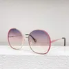 2024楕円形のサングラス女性合金フレームグラデーションUV400シェードOculos de sol feminino vinrtageファッションサングラス