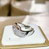 Cluster Rings S925 Sterling Silver Hollow Love Ring Fashion White Square Diamond Zircon Ladies Bride Wedding Engagement Jewelry