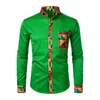 Men's Casual Shirts Men Long Sleeve Shirt Stylish Slim Fit With Stand Collar Office Workwear Print Contrast