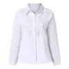 Blouses pour femmes en dentelle à manches longues Coton Coton Bouton Boulanger blanc Spring Summer Casual Streetwear 2024