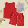 Set di abbigliamento Born Boys Born Boys 4 luglio Outfit Star Star Tops con pantaloncini elastici Shorts per bambini