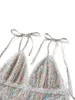 Robes décontractées wsevypo fleurs douces imprimées spaghetti bracelet mini robe d'été
