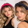 Headbands Velvet Padded Headbands for Women 4cm Wide Solid Rhinestones Thick Hair Hoop Girls Sponge Non-slip Hairbands Hair Accessories Y240417