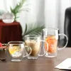 Mugs Transparent glass double-layer cup Household glass cup with handle Household insulated tea cup 240417