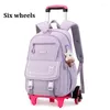 Bolsas de escola para crianças Backpack com rodas alunos para meninas carrinho de carrinho Bagpack bolsa escolar fofa rolando mochilas Child Child