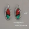 Kolczyki Dangle Bohemian etniczny kolorowy kamień szlachetny Vintage Owal