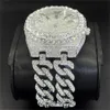 Montre-bracelets 2024 Men de luxe Regardez la marque Missfox Hip Hop Iced Out Diamond Watch Fashion Cuban Chain Quartz Clock Man Reloj DropShipping D240417