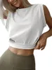 Crop top coton chemises pour femmes mignonnes tops de yoga sans manches en marche