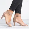 Casual schoenen vrouwen sandalen hoge hakken luipaard print stiletto mode zomer de lijst met gebonden leer