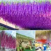 Kunstmatige Wisteria Flower Hangende Garland Rattan Fake Flower String Bloem Bruiloft Party Tuin Wandwand Decor 12pcs 240417