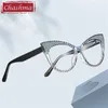 Sunglasses Frames Chashma Fashion Cat Eye Eyeglasses Optical Transparent Lens Designer TR 90 Light Women