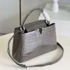 Captitums gris à motifs de crocodile en cuir véritables sacs kaposi pour les sacs à main pour femmes croix diagonale à la main