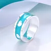 Couples Designer Cluster Rings Blue Enamel Couple Ring Six Hearts Circle Ring