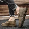 Casual Shoes Autumn Men's Flat Leather Fashion Slip On Walking For Men Outdoor Round Toe Platform Male Sneakers