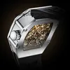 Les hommes regardent des montres-bracelets Skeleton Carbon Man Tourbillon