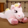 Söt tecknad populära rosa Rainbow Unicorn Pillow Doll super mjuk fylld djurplyschleksak för flickor barn barn