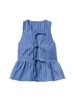 Kadın tankları çizgili yelek mavi dantel yukarı kolsuz üst yuvarlak boyun gevşek yaz sokak kıyafetleri