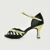 Scarpe da ballo da sala da ballo da donna latino bdsasa bd 2329 nero oro nero morbido indossare tallone danzante anticrido