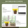 Fleurs décoratives Ornement de tournesol plante artificielle simulée Bonsaï Faux Decors Desktop Faux Plants Home Bibelle en bois