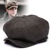 Berety zagęszczone wełniane tweed ośmioboczny kapelusz tata zima czapka newsboy Mężczyzna wypoczynek Ivy Caps Man Big Diree Beret 56-58CM 58-60CM D24417