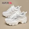 Casual Shoes Ozersk Women Sport Microfiber Leather Mesh Upper Breattable Sneakers Non-Slip Fashion Running Eva Outrole