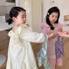 Robes de fille coréens vêtements pour enfants printemps et automne fille en dentelle de filles fausses manches à manches volées à deux pièces princesse zljg