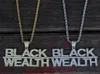 Iced Out Black Wealth Pendant kettingen voor mannen vrouwen hiphop luxe bling diamant brief hangers gouden zilveren rapper punk sieraden2243668