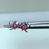 Серьги -серьги с заводом бутик ювелирные изделия 925 Серебряное серебро натуральные рубиновые леди -серьги обнаружение 3 3 мм