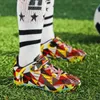 American Football Shoes Child Soccer Colorful Kids Turf Cleats Geometric Patterns Boys Boots Non Slip Children Chuteira Futsal Sneakers