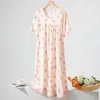 Robe à la maison pour femmes Pyjama Summer Collier Round Sous-vêtements Femme Nuite nuite à manches courtes Camison Para Dormir Mujer