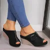 Frauenschuhe Sommer Cowboy Pantoffeln Mode Retro Wedge Plattform Strand Schuhe Frauen Peep High Heels Sandalien Mules 240410
