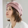 Berets Simple Women beret For Elegant lady Winter Female Cotton Hats Plaid Vintage Octagonal Casual boina Autumn girl Cap d24417