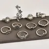 Cluster Rings Timlee R010 Fashion Retro Hollow Lotus Flower Rose Rhinestone Finger Set 10pcs/set Jewelry Wholesale