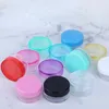 Garrafas de armazenamento 10pcs vazias 3g/5g Travel pequenas tampas coloridas de plástico transparente Potes cosméticos com tampas para recipientes para lábios de creme facial