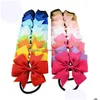 Gumki do włosów 10pcs/Lot Dzieci Akcesoria Bowknot Elastic Colorf Scrunchies moda opaski na głowę Dziewczyny Kucyk Ponytail AA220323 Drop Dhnmh