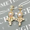 European and American new exaggerated earrings vintage alloy cross Zircon earrings temperament earrings for women