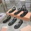 Summer sandal designer SHoes fashion Leather Ladies shoe Roman flat-bottomed sandals beach Loafers Metal Button Sexy Diamonds Women shoes size 35-39-41 With box