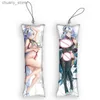 Keychains lanyards 4x12cmcute anime mini Dakimakura nyckelkedja genshin påverkan shen han hänge otaku väska ryggsäck dekor nyckelchain telefonband y240417