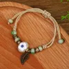 Charm Bracelets Ceramic Dragonfly For Women Round China Bead Flower Braided Bracelet Bangle Girls