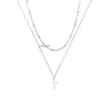 Halsband Amazonas rostfritt stål Cross Chain Pärledkedja Kvinnors utsökta och minimalistiska rostfritt stål dubbelskikt Cross pärlstav lyxhalsband 142
