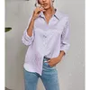 T-shirts pour femmes élégants travailleurs de bureau à manches longues Léopard Jacquard Shirt Button Button Spring Automne Tops Fashion