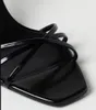 Zarif Marka Kadın Opyum Sandals Ayakkabı Siyah Patent Deri Toka Fasting Ayak Bileği Kayışı Yüksek Topuklu Parti Düğün Lady Yürüyüş EU35-42