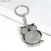 Keychains Lanyards EVIL EYE Alloy Owl Pendant Keychain Turkish Evil Eye Key Chain Bag Car Keyring for Women Men llavero porte cl Y240417