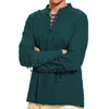 Мужские повседневные рубашки ретро -пиратская рубашка Терп викинг с твердым цветом улица Творческий темперамент Хлопок и белье