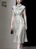 Tingfly ankomster Runway Fashion Vintage Polka Dot Print elegant knälängdsklänningar Summer A Line Office Lady Dress ZA 240410