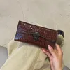 Wholesale women's handbag 2 colors simple Joker solid color leather clutch bag multi-card crocodile long wallet niche design folding fashion women wallet 6288#