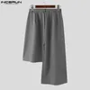 Men's Pants INCERUN 2024 Korean Style Skirts Fashion Personality Irregular Long Casual Male Loose Half Body Trousers S-5XL