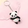 Keychains Lanyards New Cute Cartoon Couple Panda Keychain Pendant Car Bag Key Chains for Women Jewelry Gift d240417